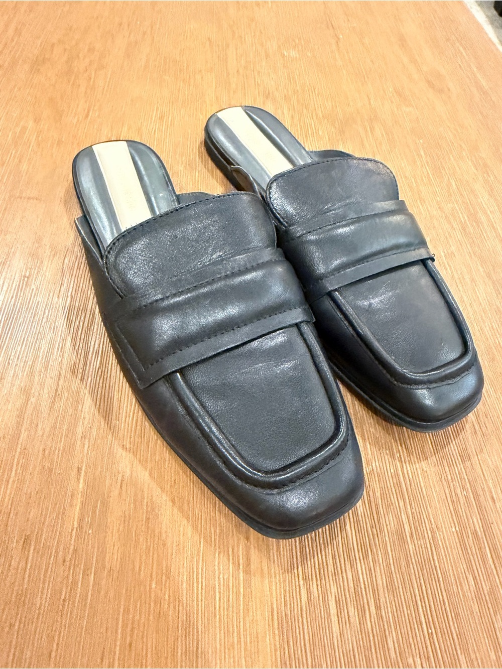 Franco Sarto Black Leather Slip-On Mules
